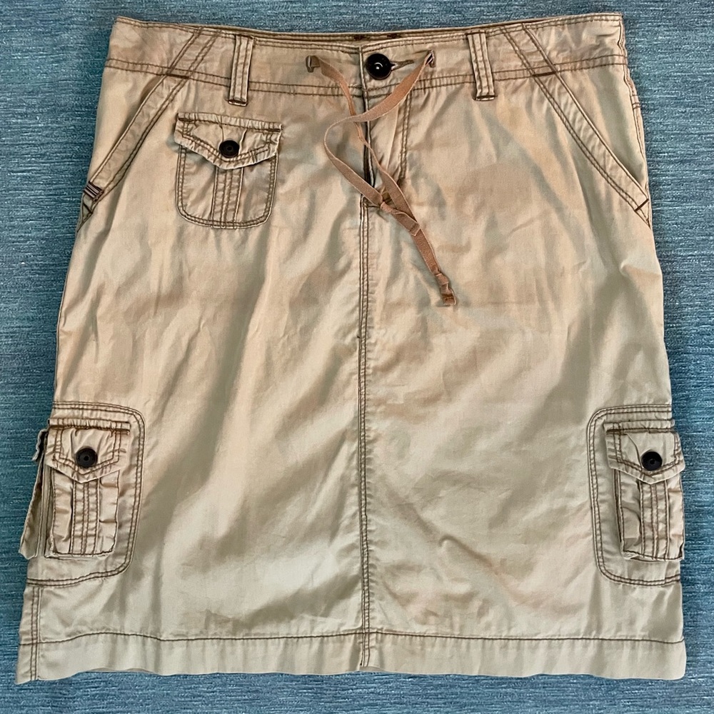Khaki Cargo Retro 90’s Y2K Skirt 7 Pockets Cotton Knee Length Size 5